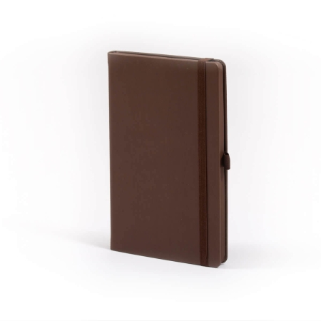 Carnet de note infirmière avec couverture rigide simili cuir, élastique de fermeture et marque-page – coloris  chocolat