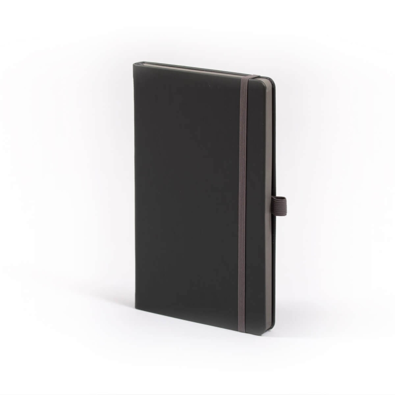 Carnet de note infirmière avec couverture rigide simili cuir, élastique de fermeture et marque-page – coloris  noir