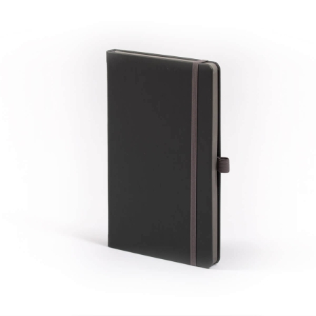 Carnet de note infirmière avec couverture rigide simili cuir, élastique de fermeture et marque-page – coloris  noir