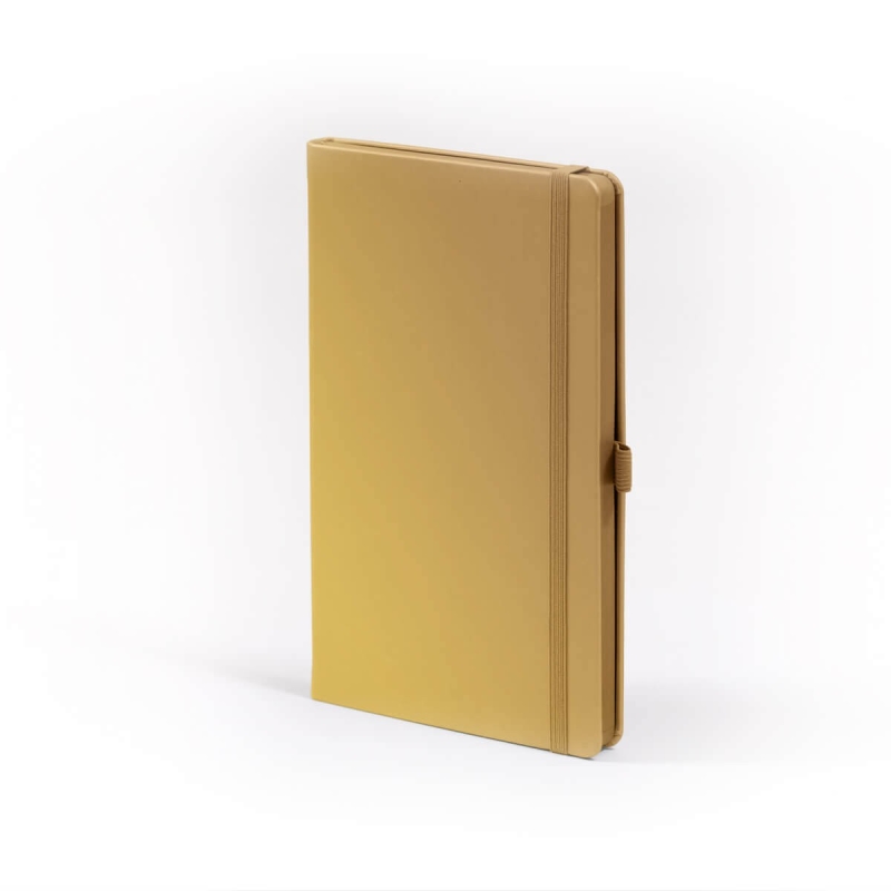 Carnet de note infirmière avec couverture rigide simili cuir, élastique de fermeture et marque-page – coloris  or