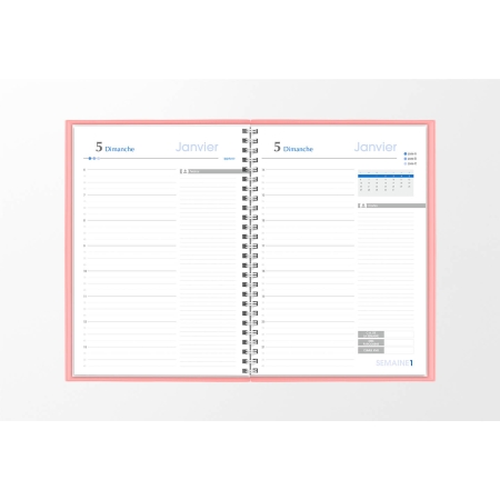 Agenda infirmière journalier rose pastel