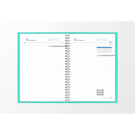 Agenda infirmière journalier vert d'eau