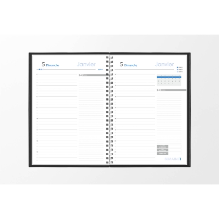 Agenda infirmière journalier noir