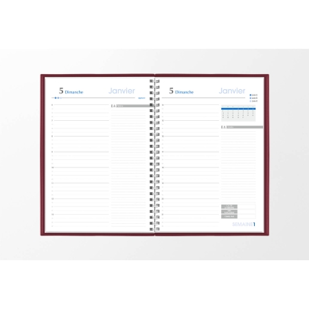 Agenda infirmière journalier rouge bordeaux