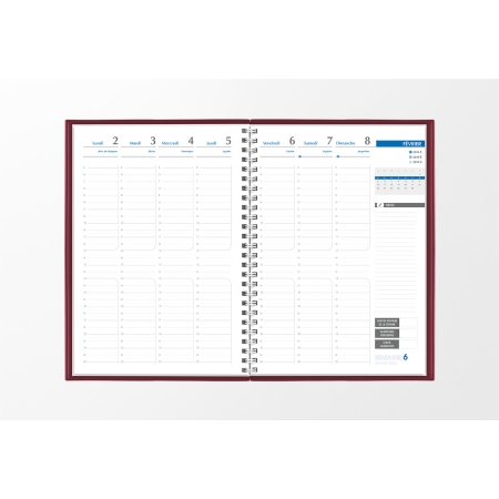 Agenda infirmière semainier rouge bordeaux