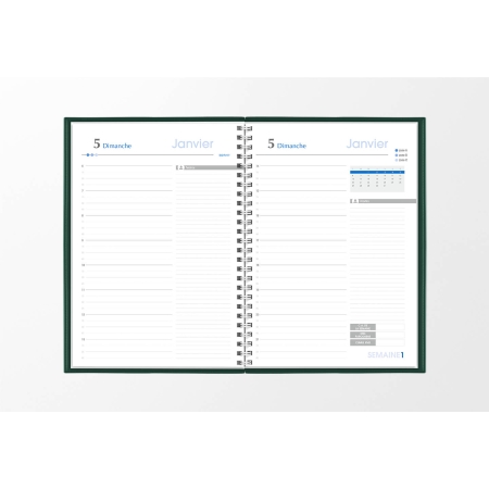 Agenda infirmière journalier vert sapin