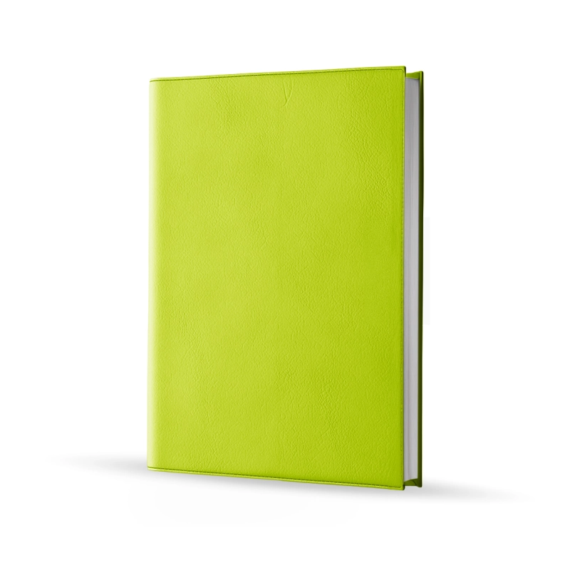 Agenda infirmière journalier vert pomme 2027 — vue de face couverture simili cuir