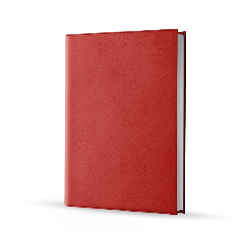 Agenda infirmière journalier rouge cardinal 2027 — vue de face couverture simili cuir