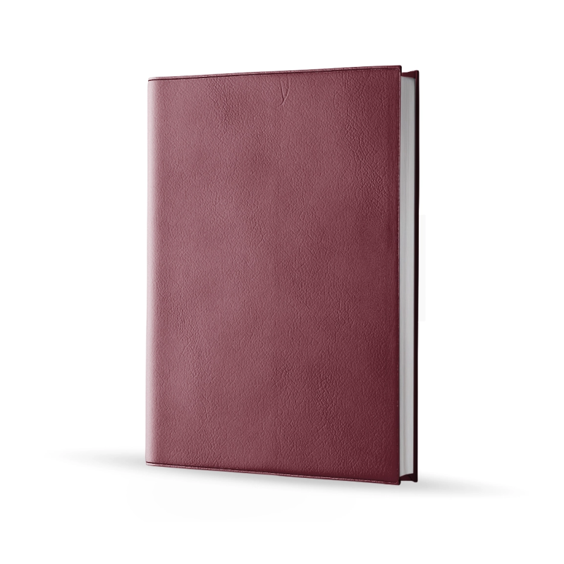 Agenda infirmière journalier rouge bordeaux 2027 — vue de face couverture simili cuir