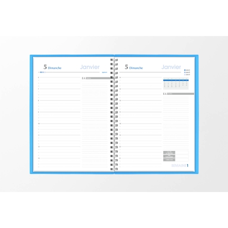 Agenda infirmière journalier bleu azur