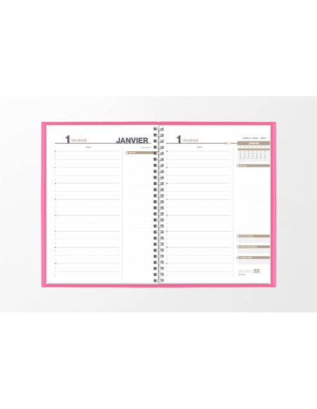 Agenda infirmière journalier rose flamingo