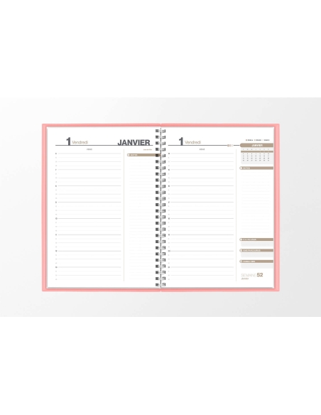 Pages intérieures agenda journalier infirmière 1 jour sur 2 pages — grille horaire IDEL