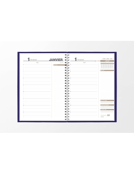 Pages intérieures agenda journalier infirmière violet encre 1 jour sur 2 pages — grille horaire IDEL