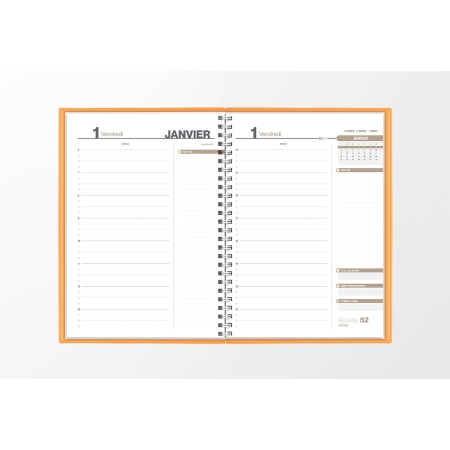 Pages intérieures agenda journalier infirmière pêche 1 jour sur 2 pages — grille horaire IDEL
