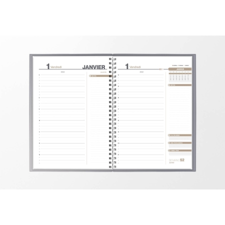 Pages intérieures agenda journalier infirmière argent 1 jour sur 2 pages — grille horaire IDEL