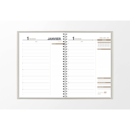 Pages intérieures agenda journalier infirmière gris souris 1 jour sur 2 pages — grille horaire IDEL