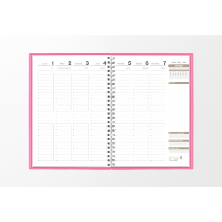 Pages intérieures agenda semainier infirmière rose flamingo 1 semaine sur 2 pages — grille horaire IDEL