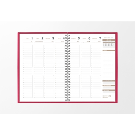Pages intérieures agenda semainier infirmière rose framboise 1 semaine sur 2 pages — grille horaire IDEL