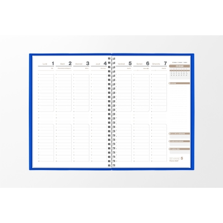 Pages intérieures agenda semainier infirmière bleu roi 1 semaine sur 2 pages — grille horaire IDEL
