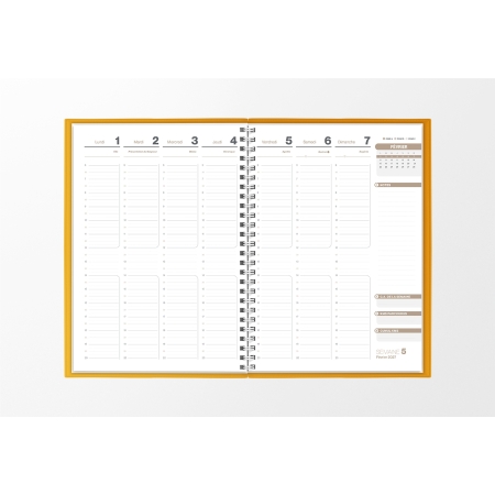 Pages intérieures agenda semainier infirmière or 1 semaine sur 2 pages — grille horaire IDEL