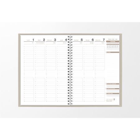 Pages intérieures agenda semainier infirmière gris souris 1 semaine sur 2 pages — grille horaire IDEL