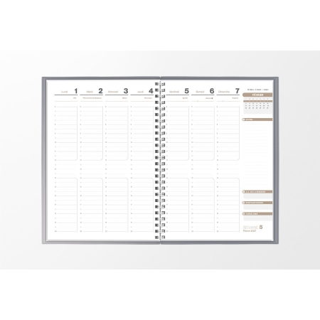 Pages intérieures agenda semainier infirmière argent 1 semaine sur 2 pages — grille horaire IDEL