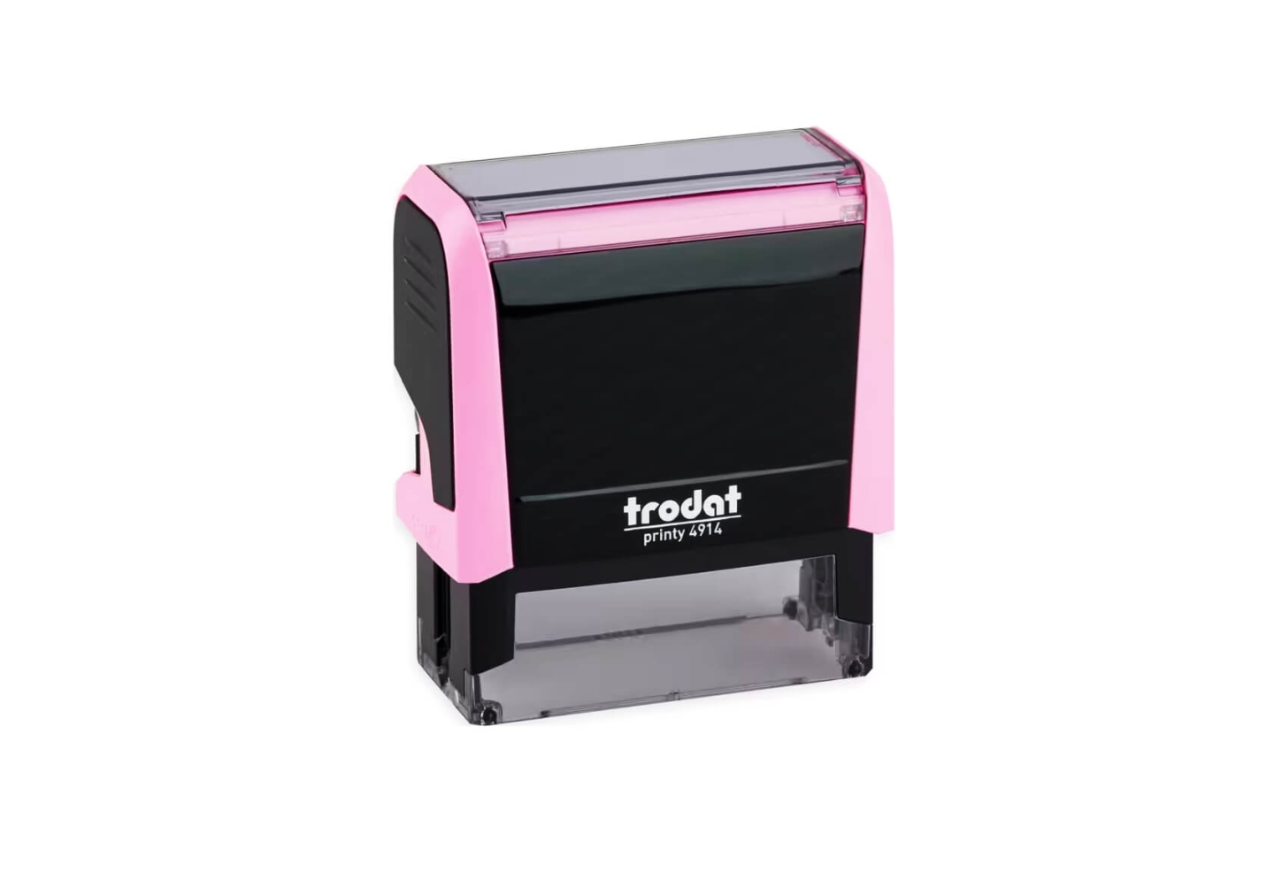 Tampon encreur de bureau Original Printy – vue de face, moderne, format 62x25 mm pour infirmière libérale – coloris rose pastel