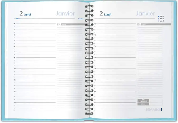 Agenda journalier 2024 une page par jour: Planificateur 1 jour 1 page,  calendrier mensuel et journalier pour 365 jours, format A5